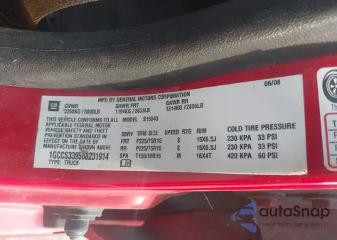 2008 Chevrolet Colorado Lt z USA, uszkodzony, nr VIN 1GCCS339588231914